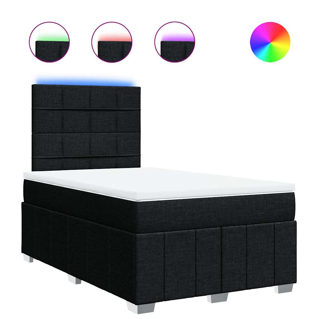 vidaXL Κρεβάτι Boxspring με Στρώμα Μαύρο 120x190 εκ. Υφασμάτινο