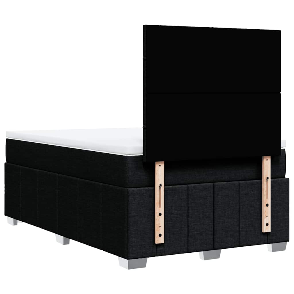 vidaXL Κρεβάτι Boxspring με Στρώμα Μαύρο 120x190 εκ. Υφασμάτινο