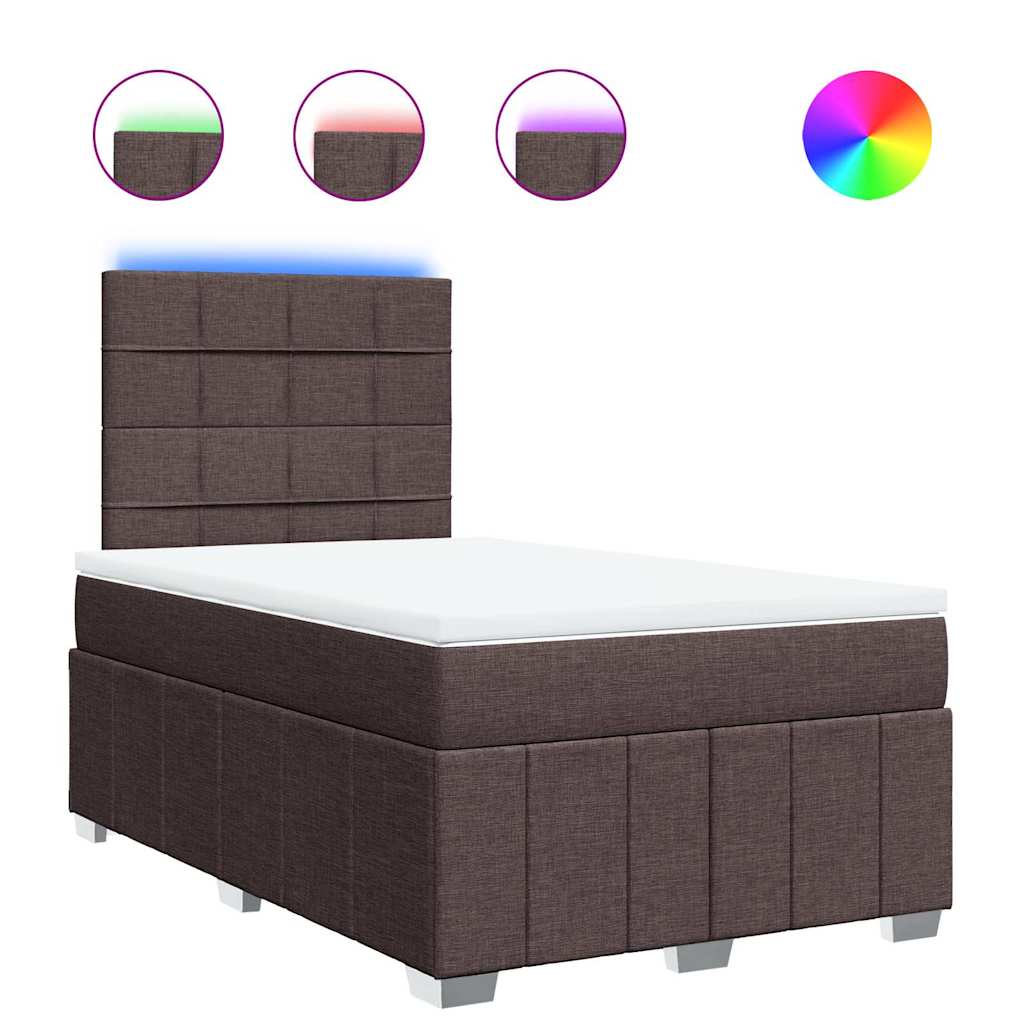 vidaXL Κρεβάτι Boxspring με Στρώμα Σκούρο Καφέ 120x190 εκ Υφασμάτινο