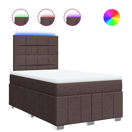 vidaXL Κρεβάτι Boxspring με Στρώμα Σκούρο Καφέ 120x190 εκ Υφασμάτινο