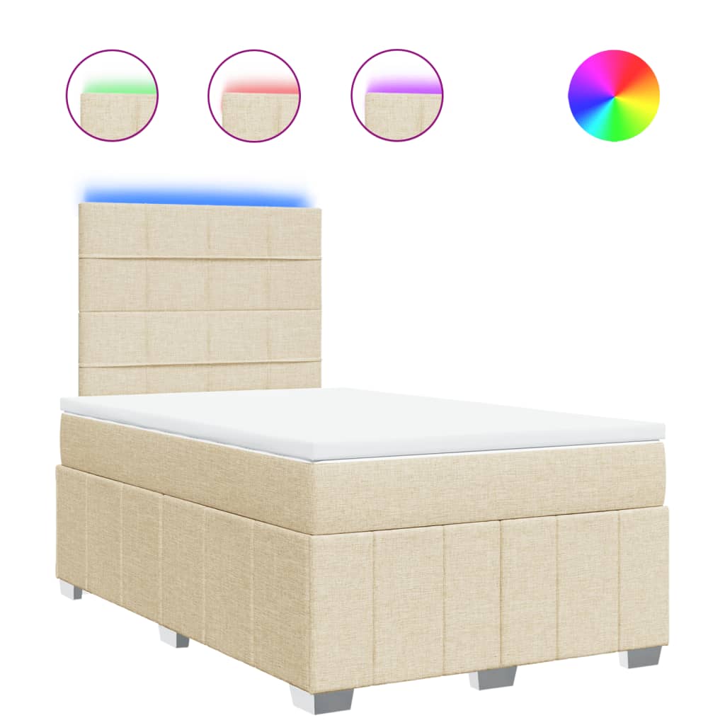 vidaXL Κρεβάτι Boxspring με Στρώμα Κρεμ 120x190 εκ. Υφασμάτινο