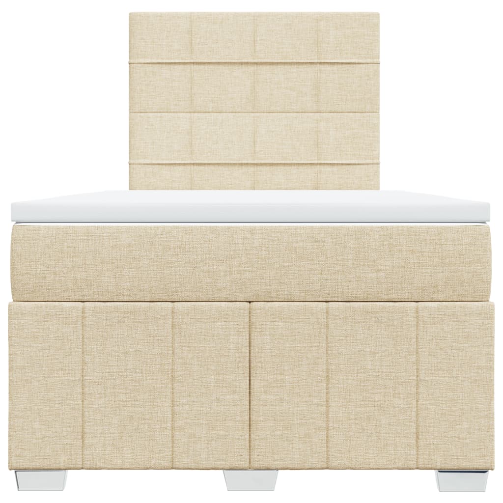 vidaXL Κρεβάτι Boxspring με Στρώμα Κρεμ 120x190 εκ. Υφασμάτινο
