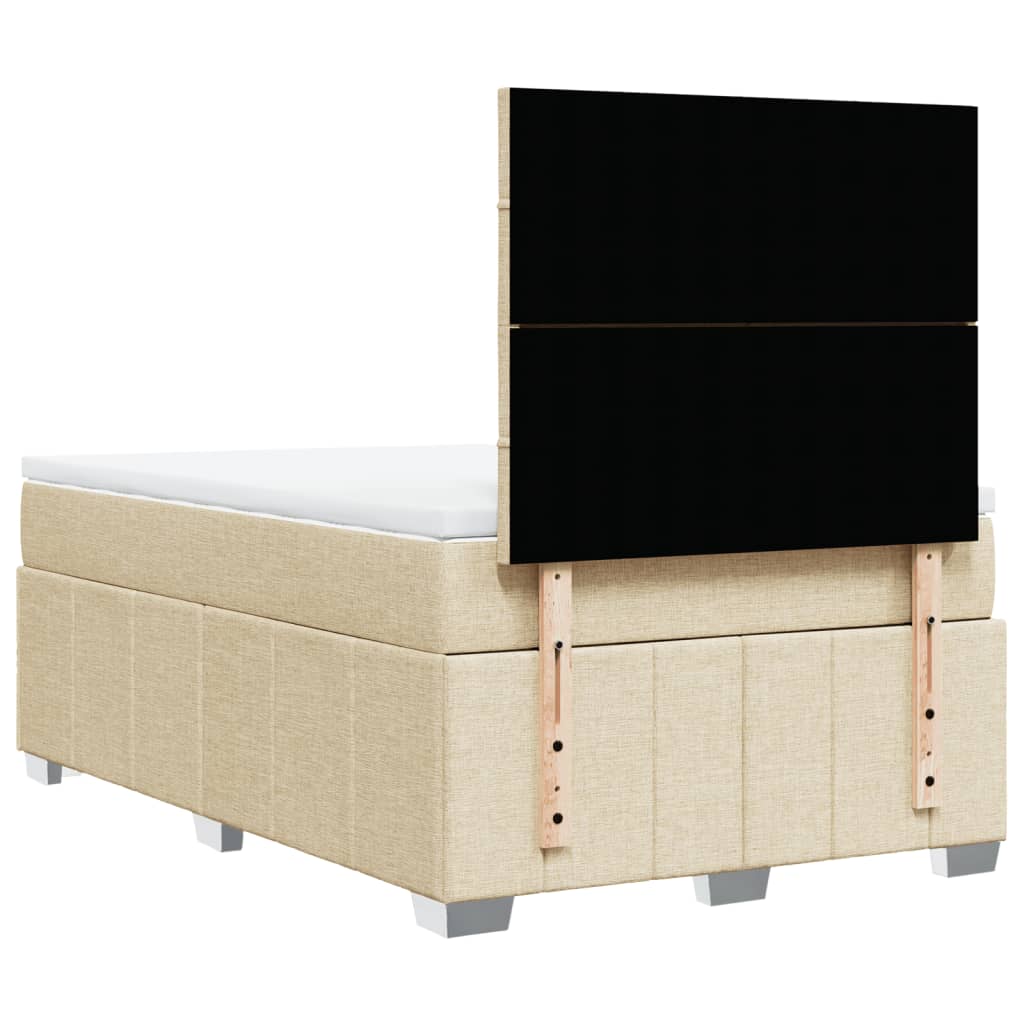 vidaXL Κρεβάτι Boxspring με Στρώμα Κρεμ 120x190 εκ. Υφασμάτινο
