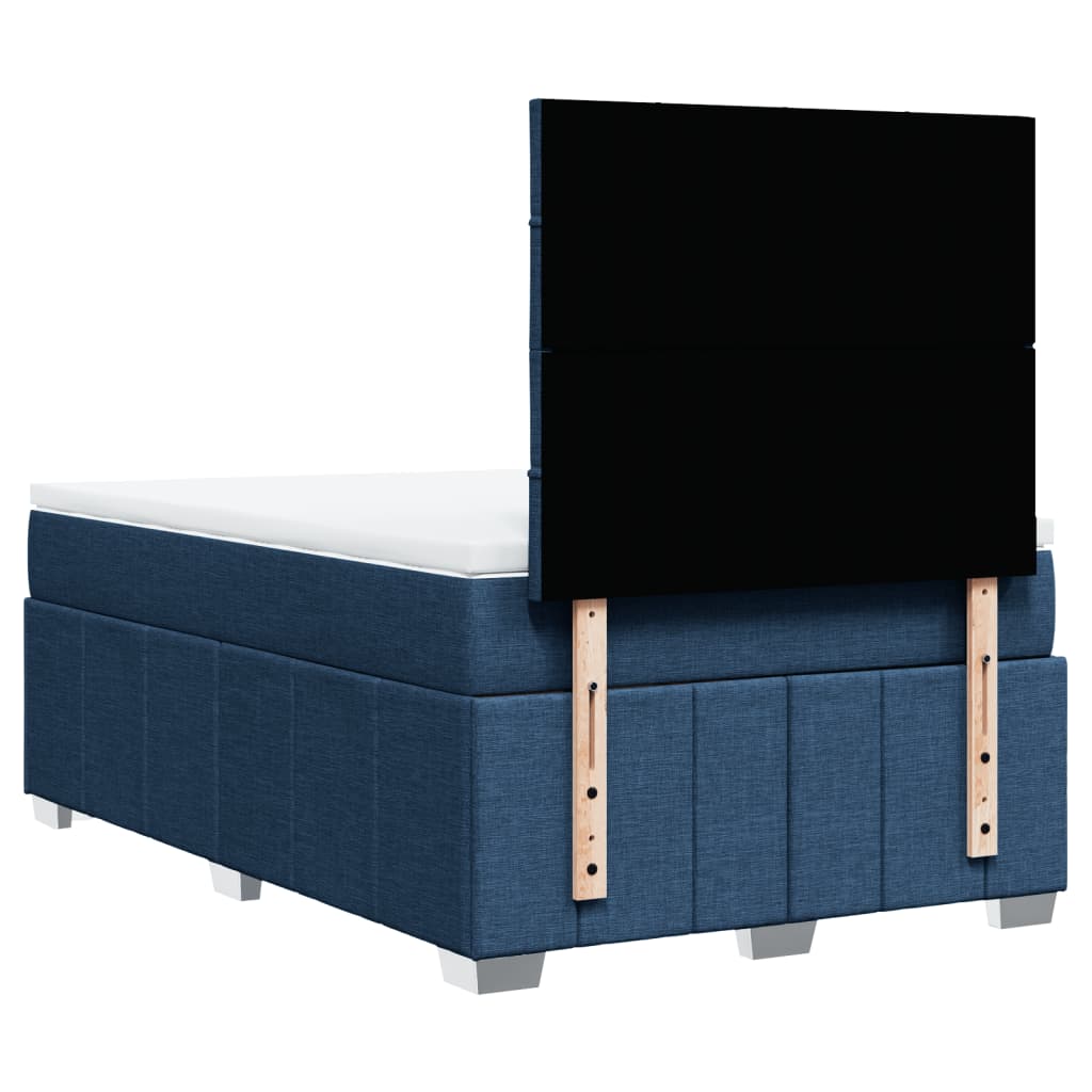 vidaXL Κρεβάτι Boxspring με Στρώμα Μπλε 120x190 εκ. Υφασμάτινο