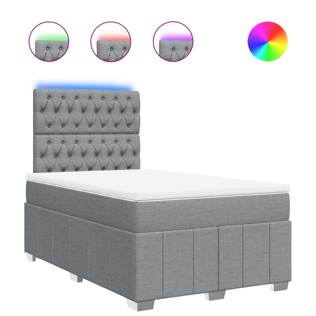 vidaXL Κρεβάτι Boxspring με Στρώμα Ανοιχτό Γκρι 120x190 εκ. Υφασμάτινο