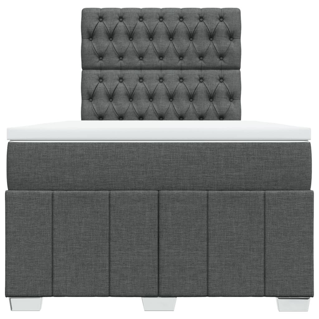 vidaXL Κρεβάτι Boxspring με Στρώμα Σκούρο Γκρι 120x190 εκ Υφασμάτινο