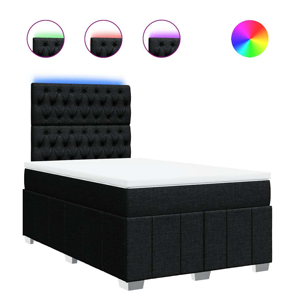 vidaXL Κρεβάτι Boxspring με Στρώμα Μαύρο 120x190 εκ. Υφασμάτινο