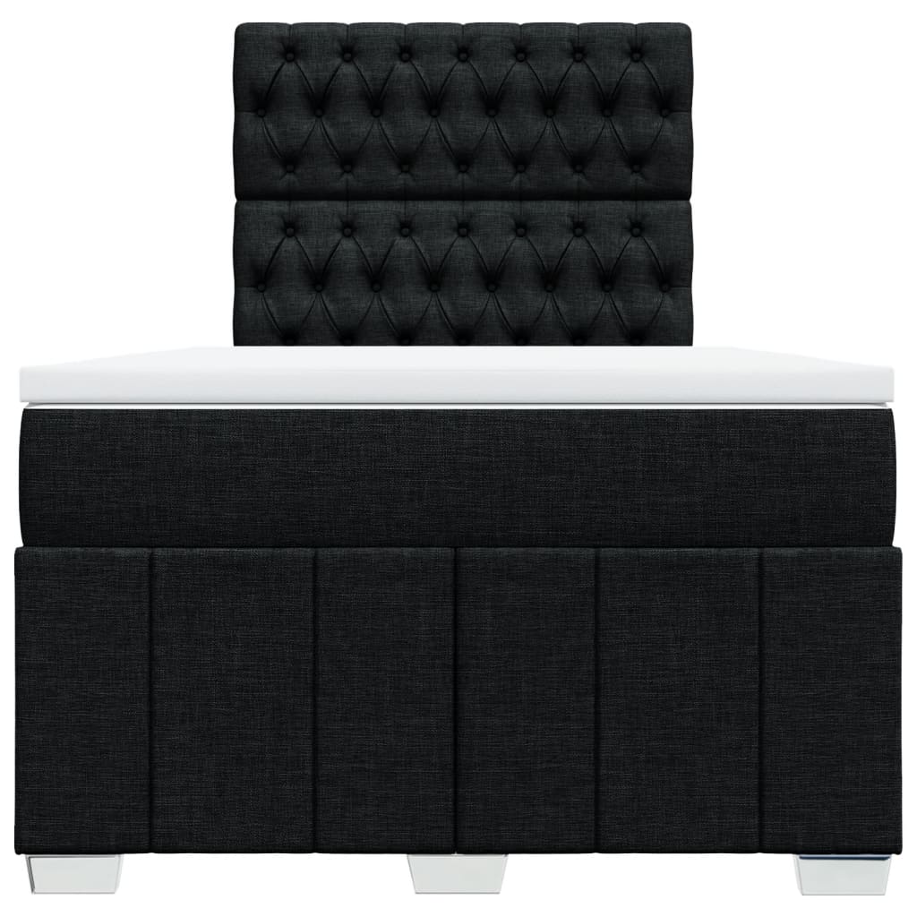 vidaXL Κρεβάτι Boxspring με Στρώμα Μαύρο 120x190 εκ. Υφασμάτινο