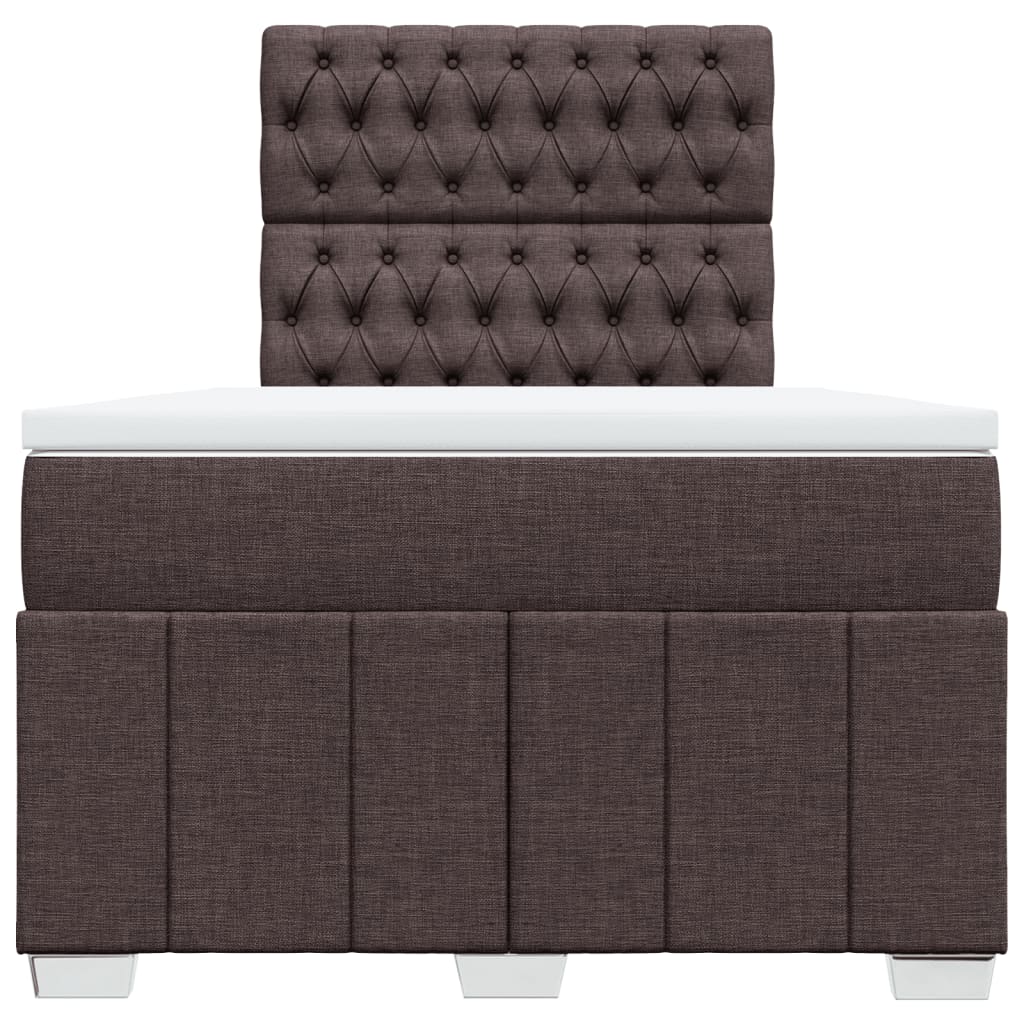 vidaXL Κρεβάτι Boxspring με Στρώμα Σκούρο Καφέ 120x190 εκ Υφασμάτινο
