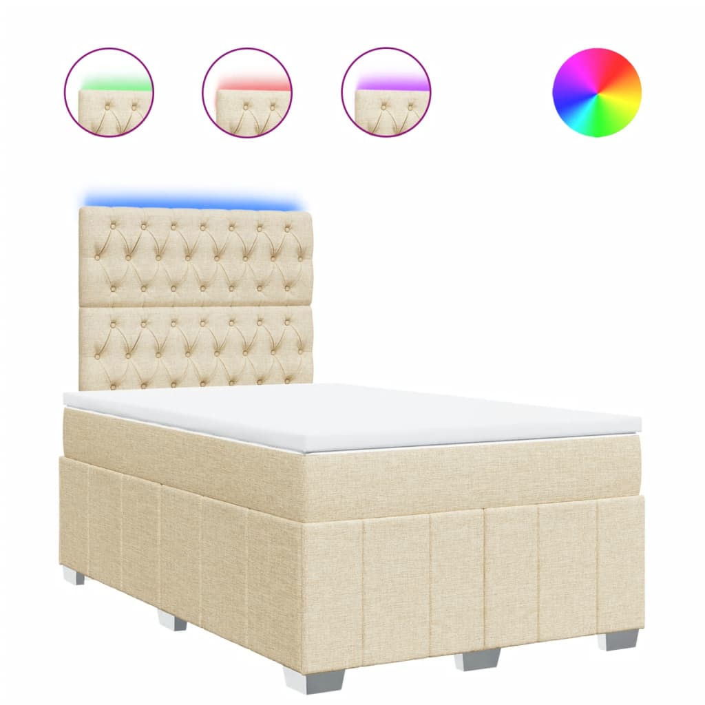 vidaXL Κρεβάτι Boxspring με Στρώμα Κρεμ 120x190 εκ. Υφασμάτινο