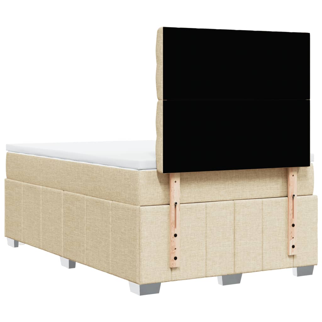 vidaXL Κρεβάτι Boxspring με Στρώμα Κρεμ 120x190 εκ. Υφασμάτινο