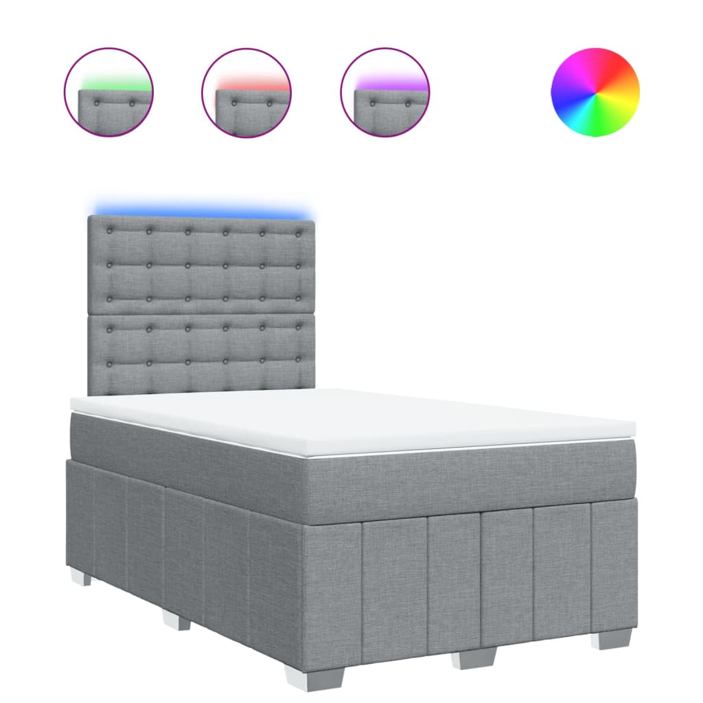 vidaXL Κρεβάτι Boxspring με Στρώμα Ανοιχτό Γκρι 120x190 εκ. Υφασμάτινο