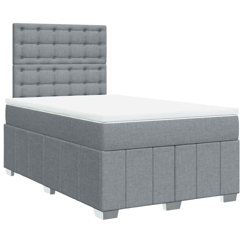 vidaXL Κρεβάτι Boxspring με Στρώμα Ανοιχτό Γκρι 120x190 εκ. Υφασμάτινο