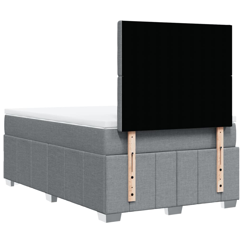 vidaXL Κρεβάτι Boxspring με Στρώμα Ανοιχτό Γκρι 120x190 εκ. Υφασμάτινο