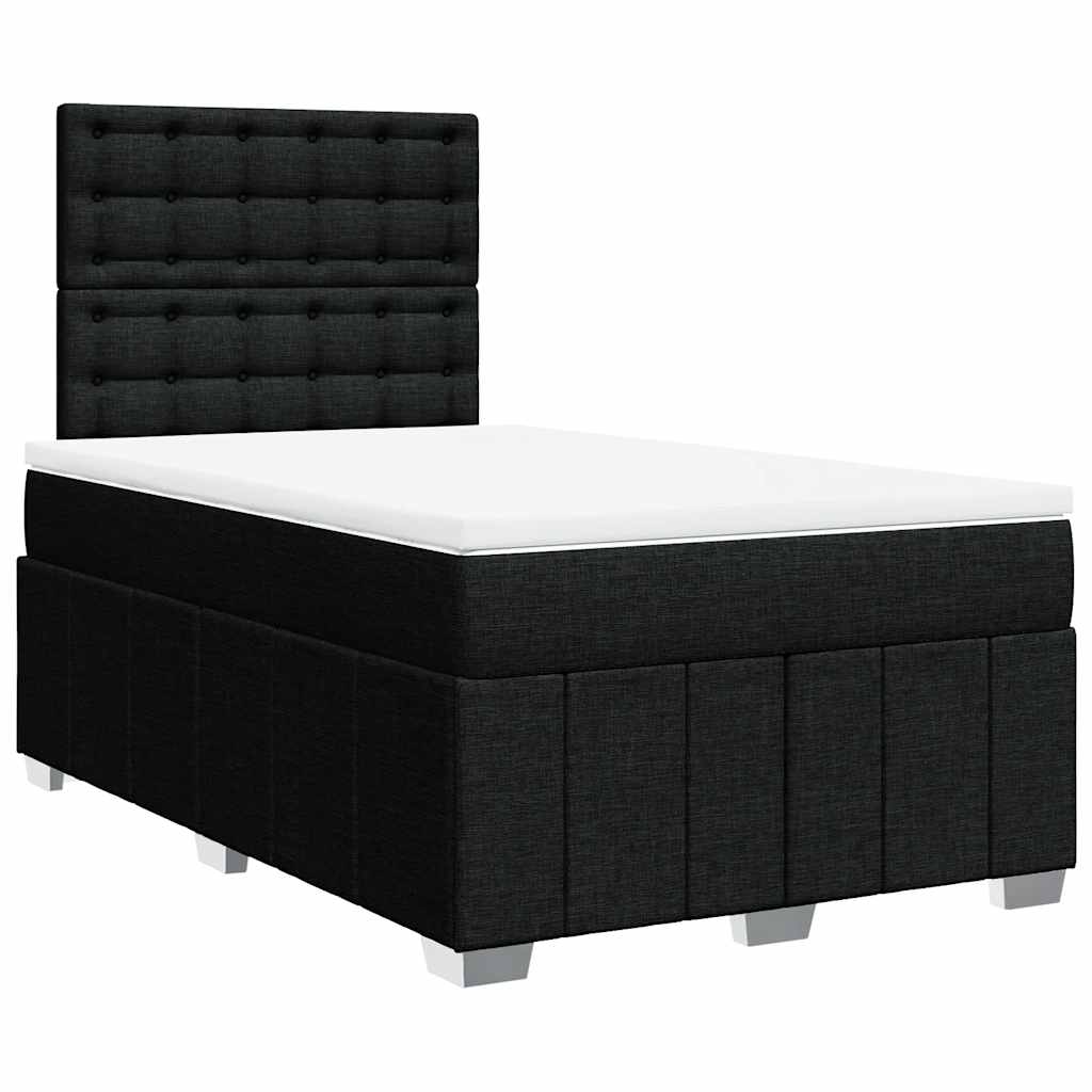 vidaXL Κρεβάτι Boxspring με Στρώμα Μαύρο 120x190 εκ. Υφασμάτινο