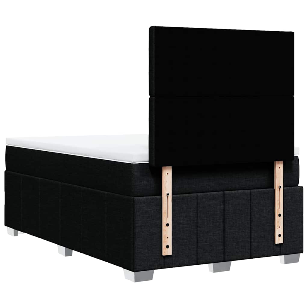 vidaXL Κρεβάτι Boxspring με Στρώμα Μαύρο 120x190 εκ. Υφασμάτινο