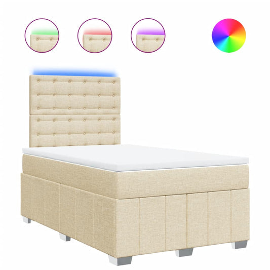vidaXL Κρεβάτι Boxspring με Στρώμα Κρεμ 120x190 εκ. Υφασμάτινο