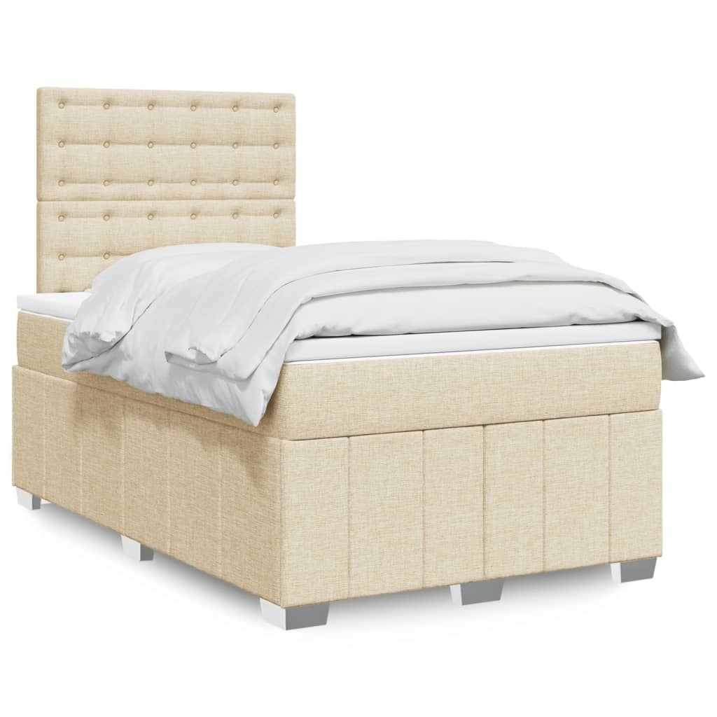 vidaXL Κρεβάτι Boxspring με Στρώμα Κρεμ 120x190 εκ. Υφασμάτινο