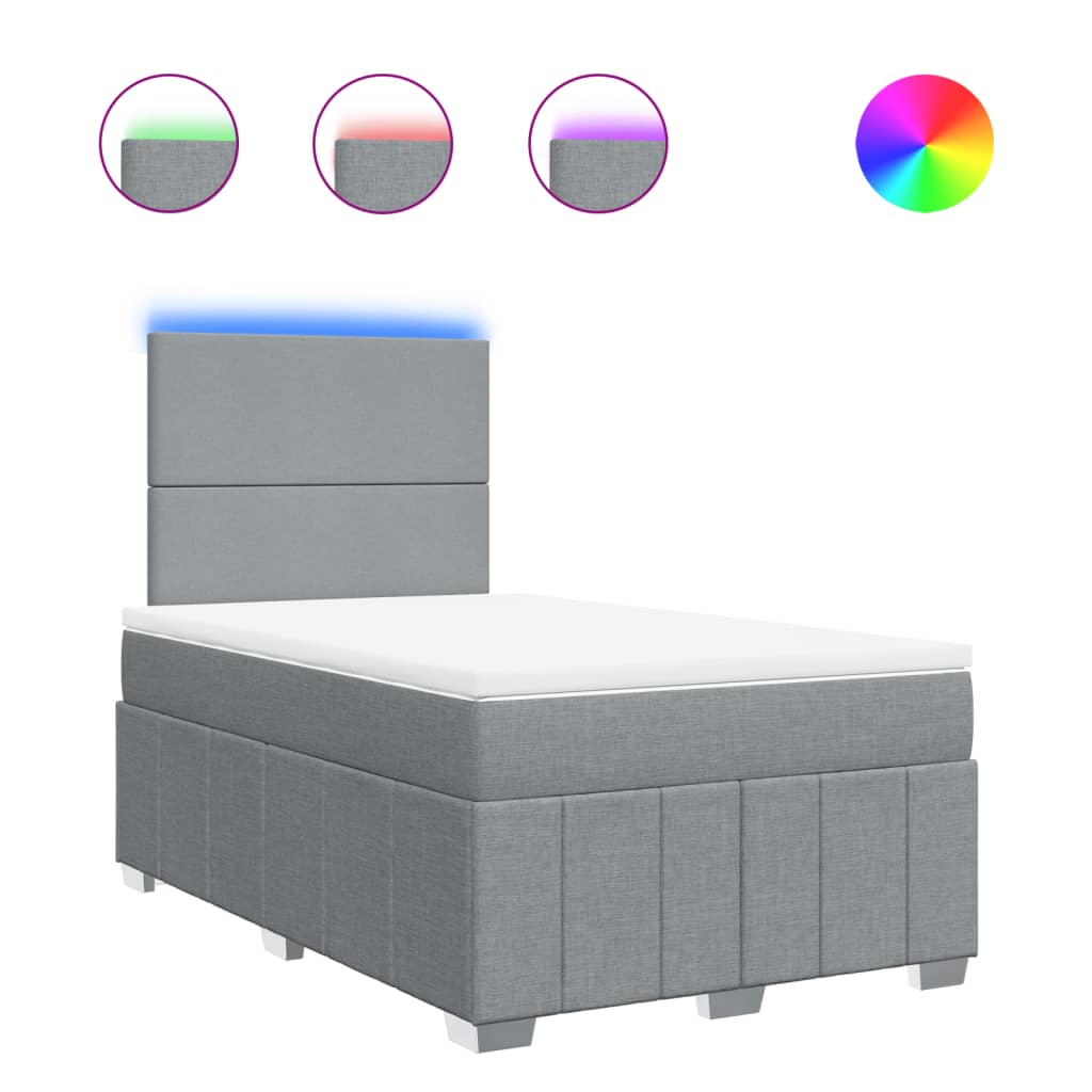 vidaXL Κρεβάτι Boxspring με Στρώμα Ανοιχτό Γκρι 120x200 εκ. Υφασμάτινο