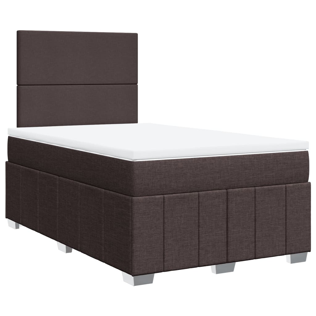 vidaXL Κρεβάτι Boxspring με Στρώμα Σκούρο Καφέ 120x200 εκ. Υφασμάτινο