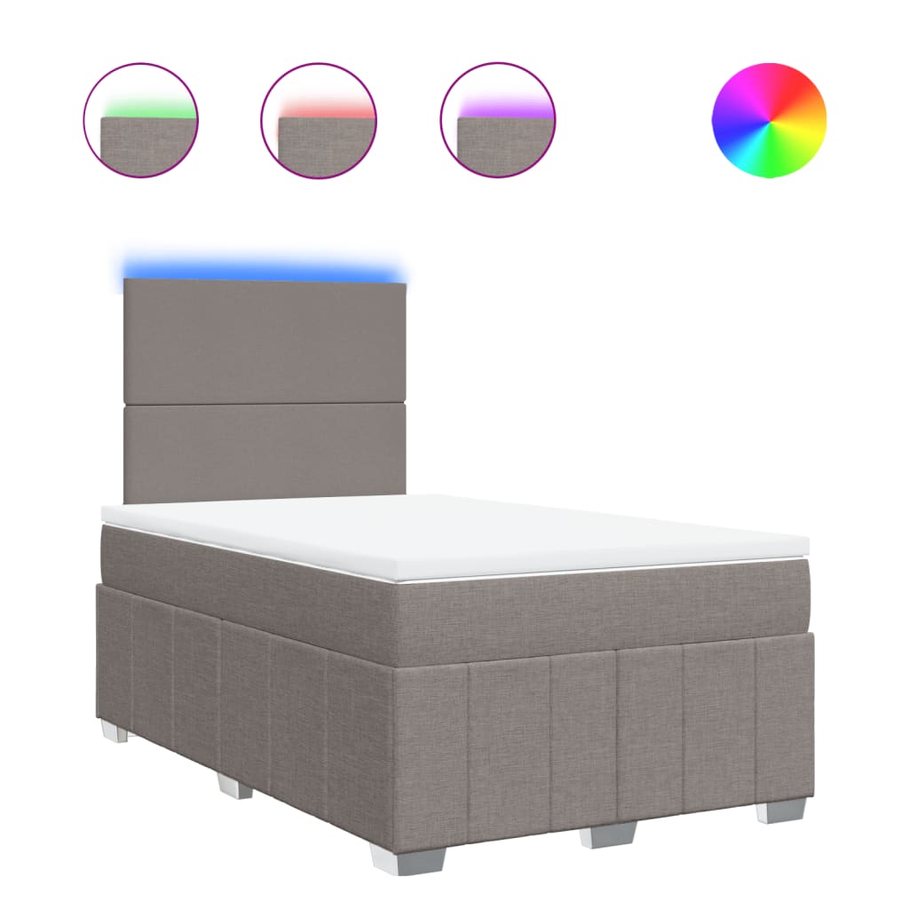 vidaXL Κρεβάτι Boxspring με Στρώμα Taupe 120x200 εκ. Υφασμάτινο
