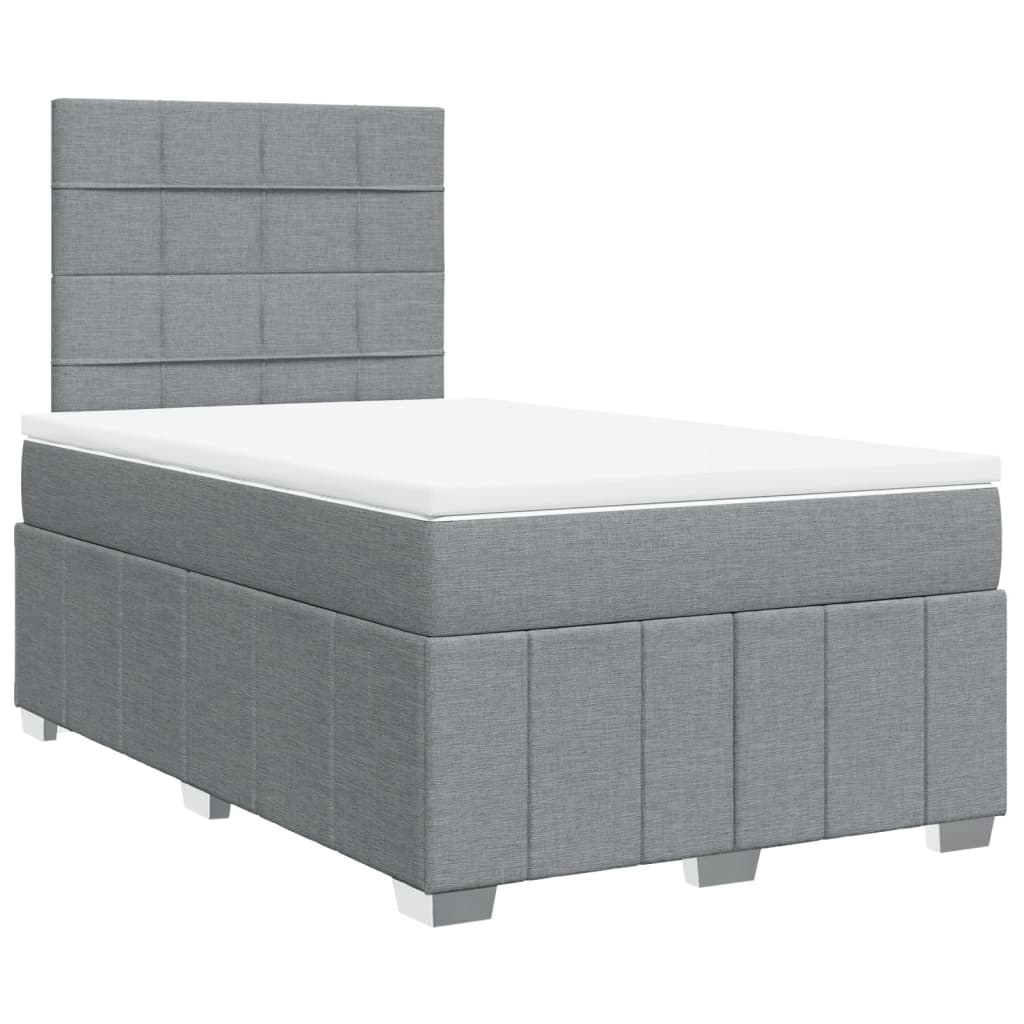 vidaXL Κρεβάτι Boxspring με Στρώμα Ανοιχτό Γκρι 120x200 εκ. Υφασμάτινο