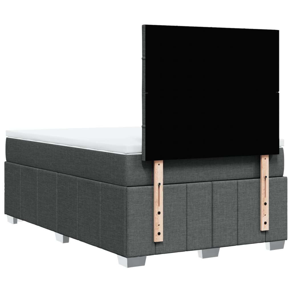 vidaXL Κρεβάτι Boxspring με Στρώμα Σκούρο Γκρι 120x200 εκ. Υφασμάτινο