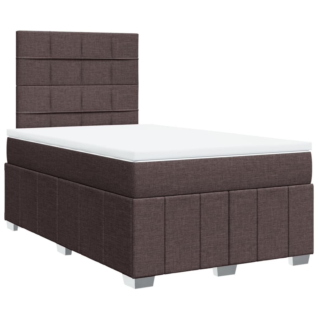vidaXL Κρεβάτι Boxspring με Στρώμα Σκούρο Καφέ 120x200 εκ. Υφασμάτινο