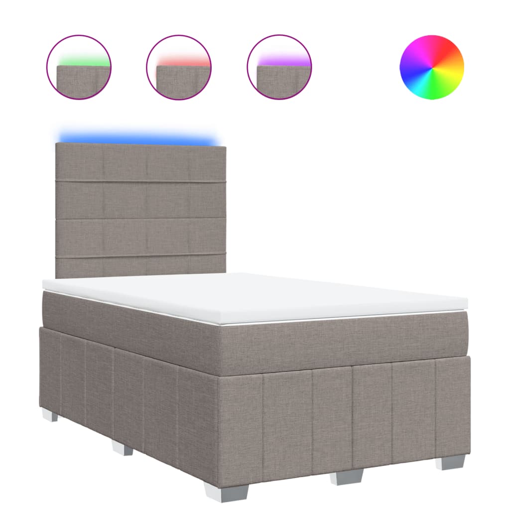 vidaXL Κρεβάτι Boxspring με Στρώμα Taupe 120x200 εκ. Υφασμάτινο