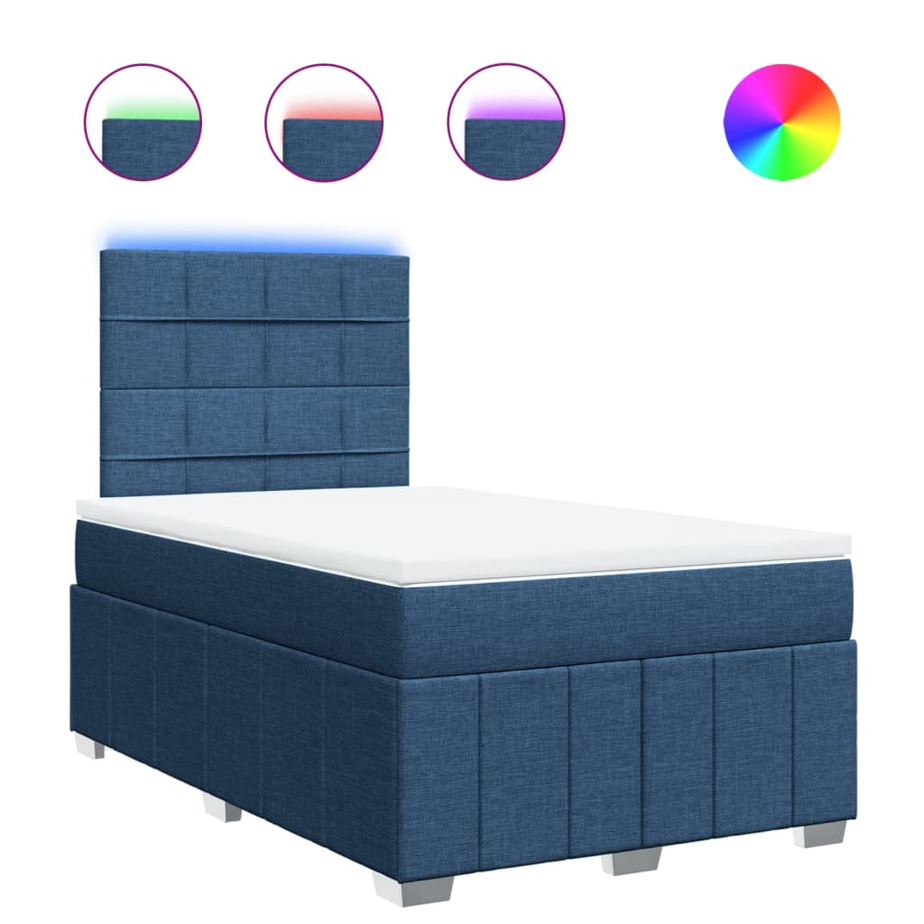vidaXL Κρεβάτι Boxspring με Στρώμα Μπλε 120x200 εκ. Υφασμάτινο