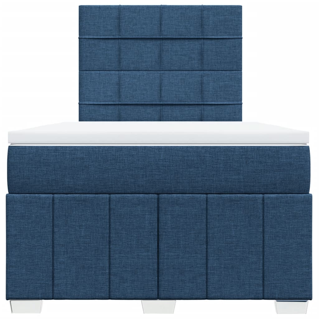 vidaXL Κρεβάτι Boxspring με Στρώμα Μπλε 120x200 εκ. Υφασμάτινο