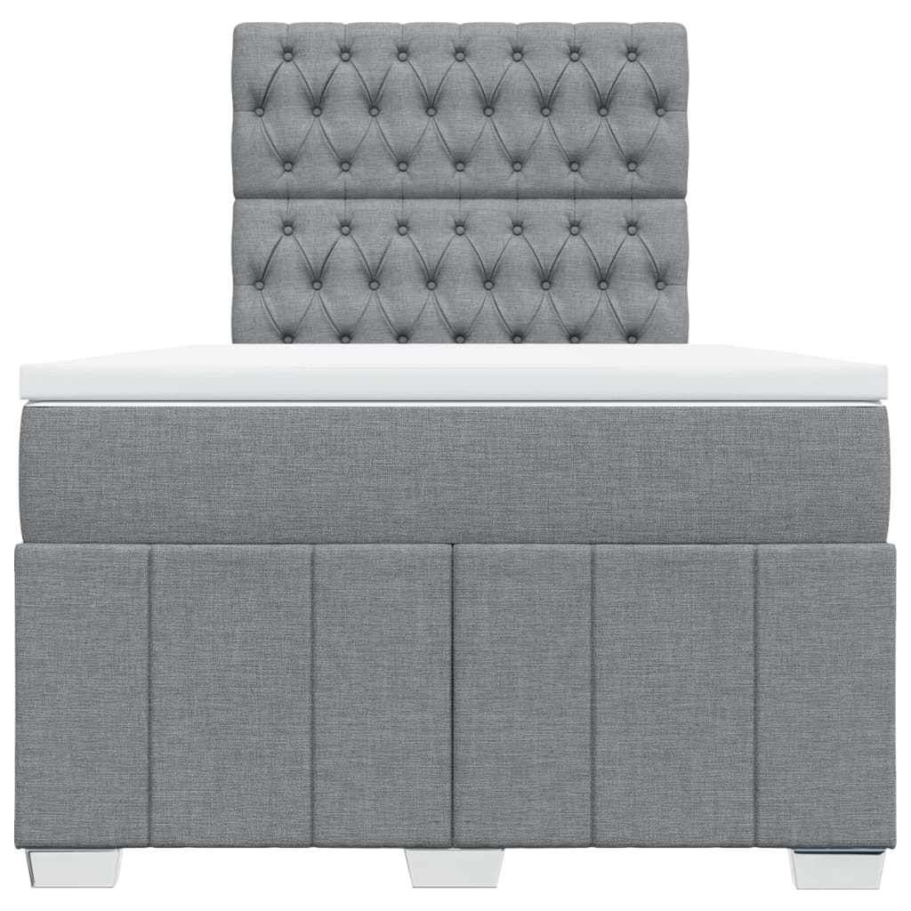 vidaXL Κρεβάτι Boxspring με Στρώμα Ανοιχτό Γκρι 120x200 εκ. Υφασμάτινο