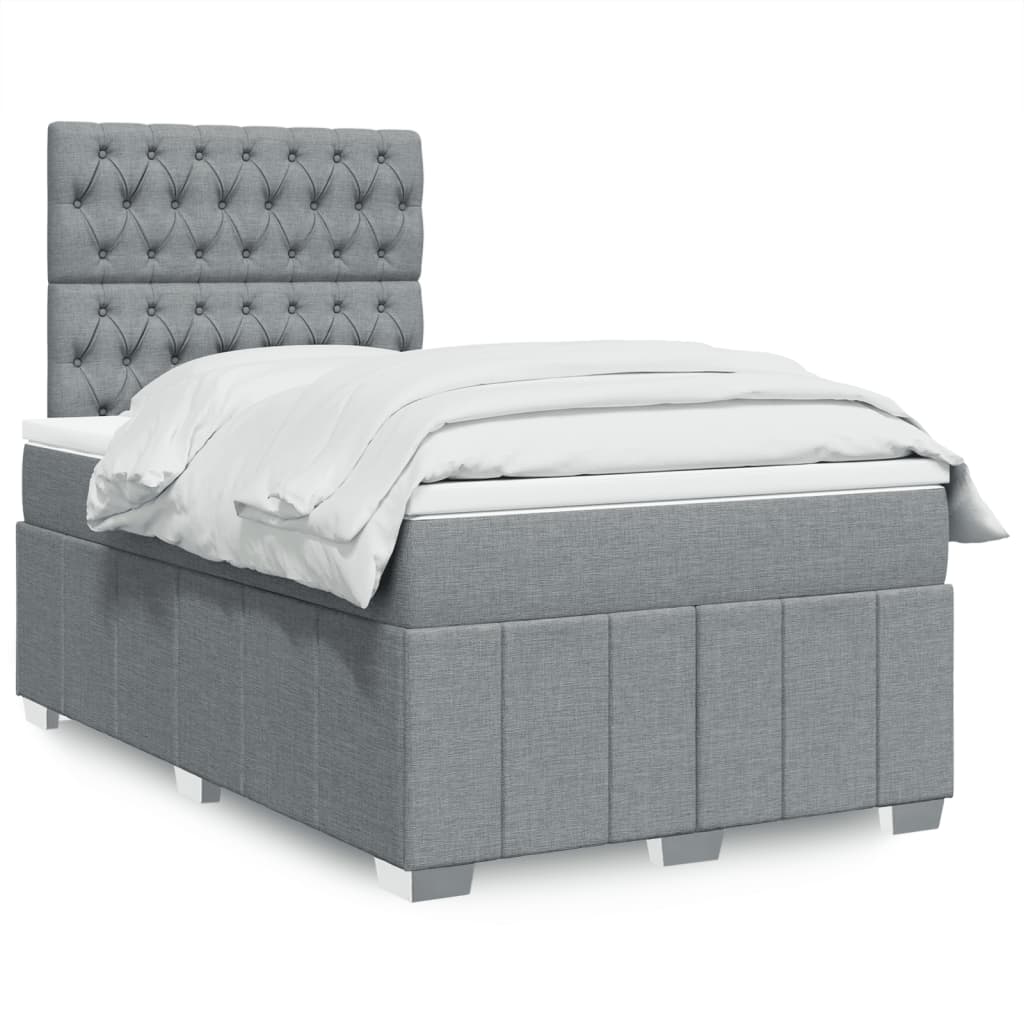 vidaXL Κρεβάτι Boxspring με Στρώμα Ανοιχτό Γκρι 120x200 εκ. Υφασμάτινο