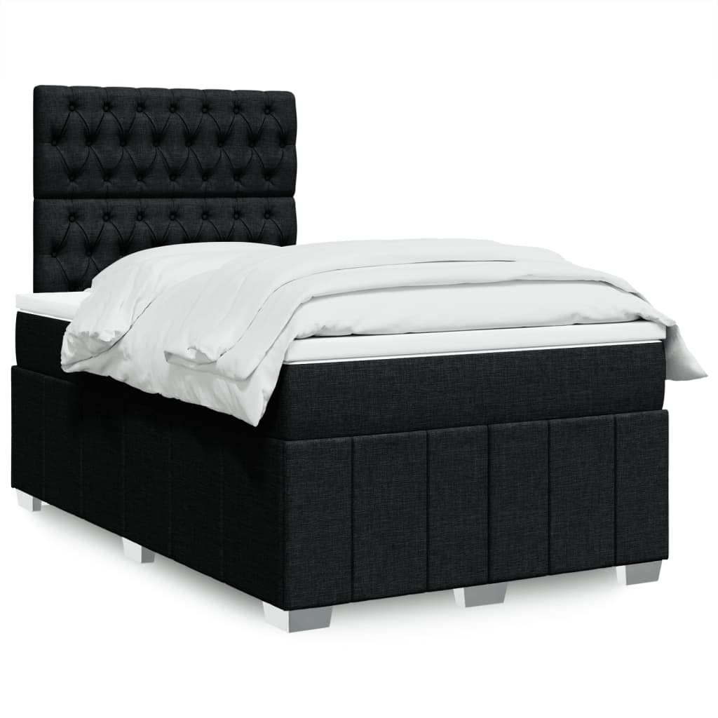 vidaXL Κρεβάτι Boxspring με Στρώμα Μαύρο 120x200 εκ. Υφασμάτινο