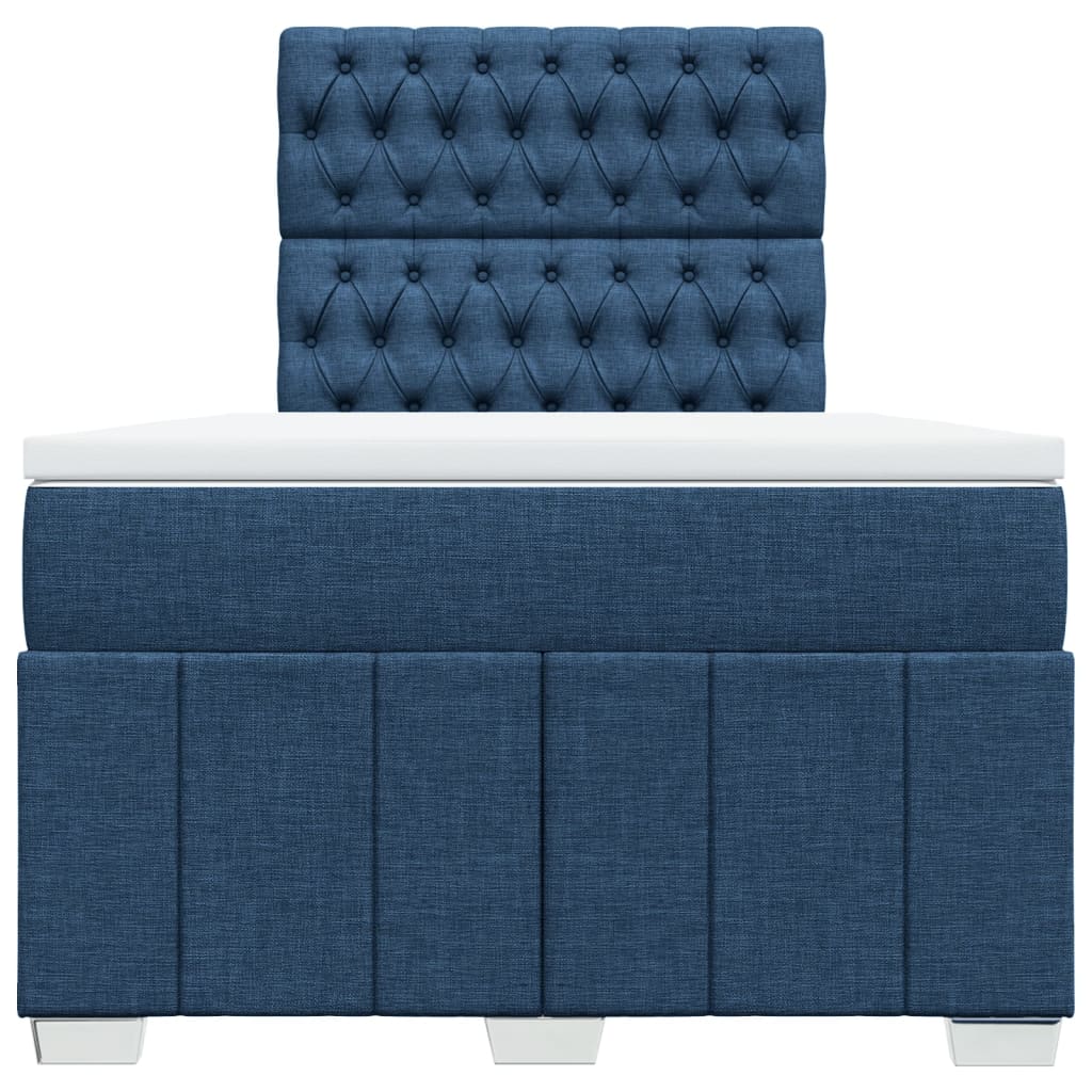 vidaXL Κρεβάτι Boxspring με Στρώμα Μπλε 120x200 εκ. Υφασμάτινο