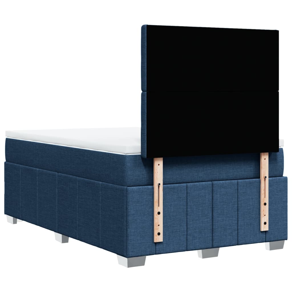 vidaXL Κρεβάτι Boxspring με Στρώμα Μπλε 120x200 εκ. Υφασμάτινο