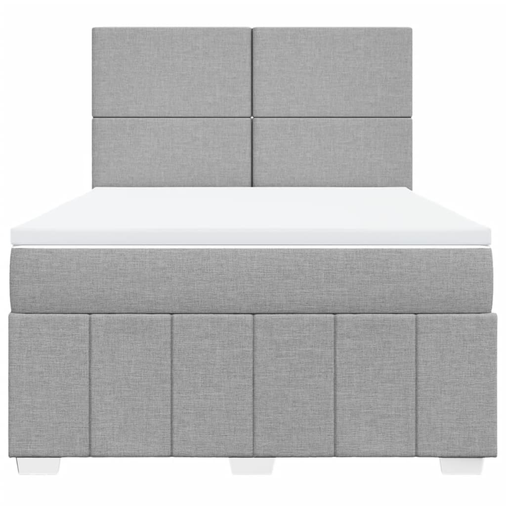 vidaXL Κρεβάτι Boxspring με Στρώμα Ανοιχτό Γκρι 140x190 εκ. Υφασμάτινο