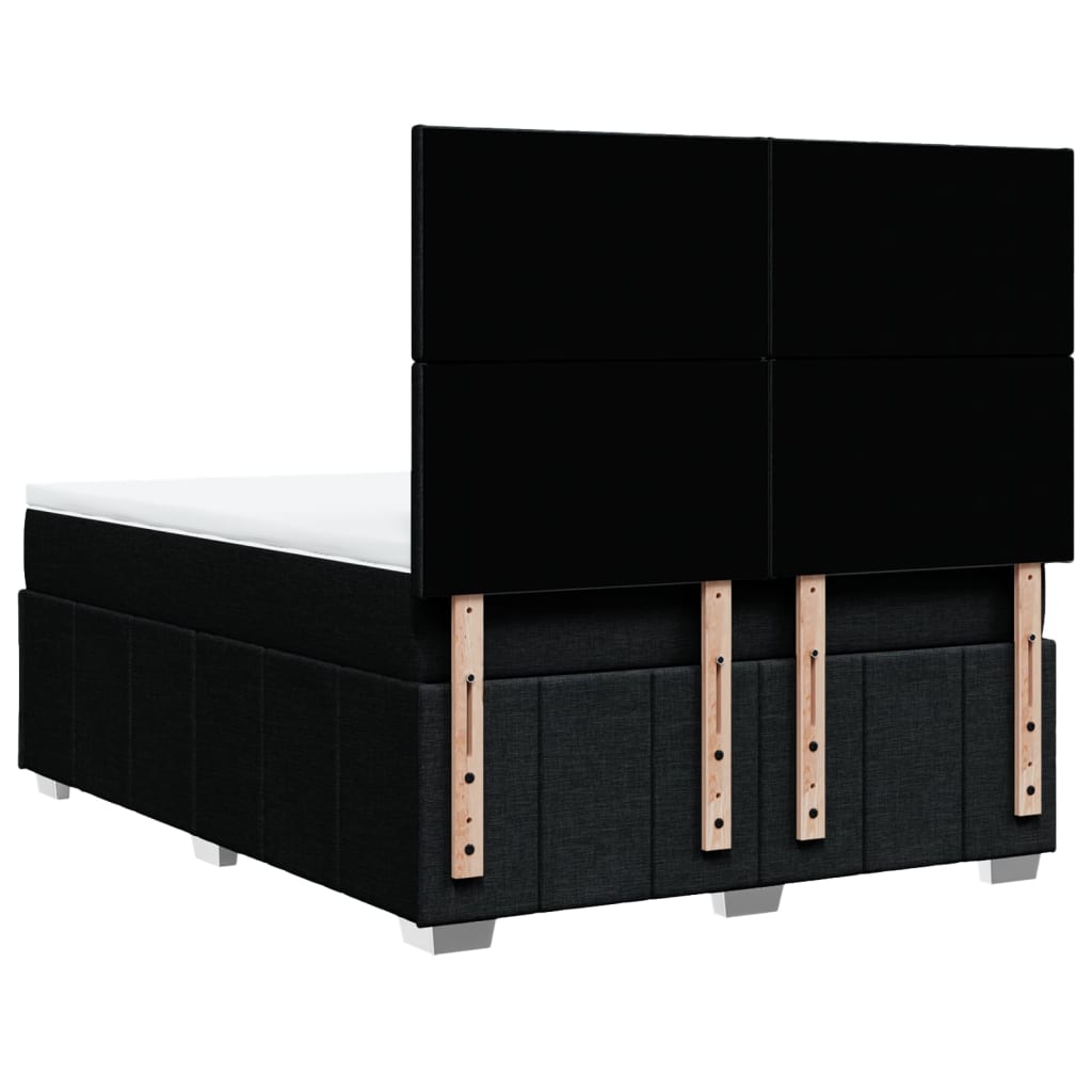 vidaXL Κρεβάτι Boxspring με Στρώμα Μαύρο 140x190 εκ. Υφασμάτινο