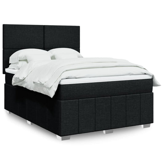 vidaXL Κρεβάτι Boxspring με Στρώμα Μαύρο 140x190 εκ. Υφασμάτινο