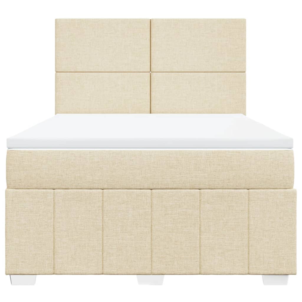 vidaXL Κρεβάτι Boxspring με Στρώμα Κρεμ 140x190 εκ. Υφασμάτινο