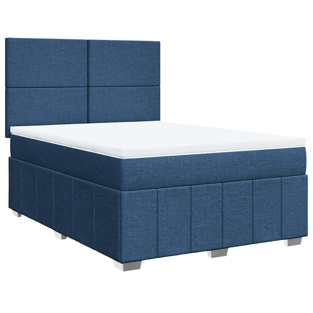 vidaXL Κρεβάτι Boxspring με Στρώμα Μπλε 140x190 εκ. Υφασμάτινο