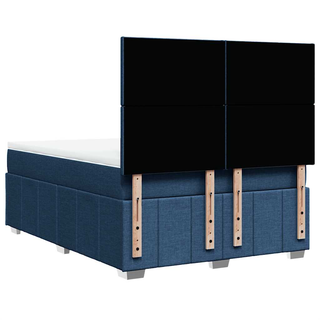 vidaXL Κρεβάτι Boxspring με Στρώμα Μπλε 140x190 εκ. Υφασμάτινο