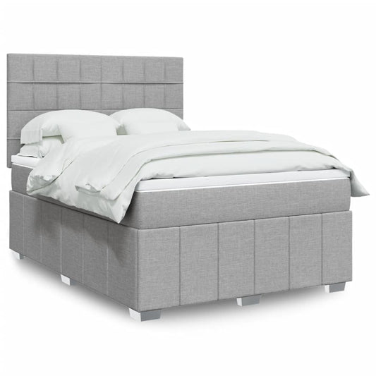 vidaXL Κρεβάτι Boxspring με Στρώμα Ανοιχτό Γκρι 140x190 εκ. Υφασμάτινο