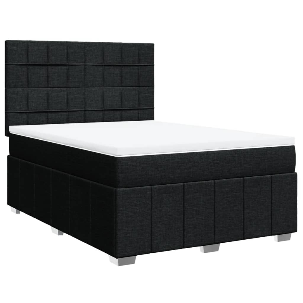 vidaXL Κρεβάτι Boxspring με Στρώμα Μαύρο 140x190 εκ. Υφασμάτινο