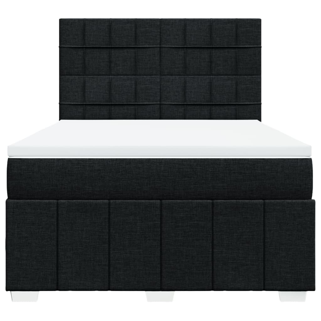 vidaXL Κρεβάτι Boxspring με Στρώμα Μαύρο 140x190 εκ. Υφασμάτινο