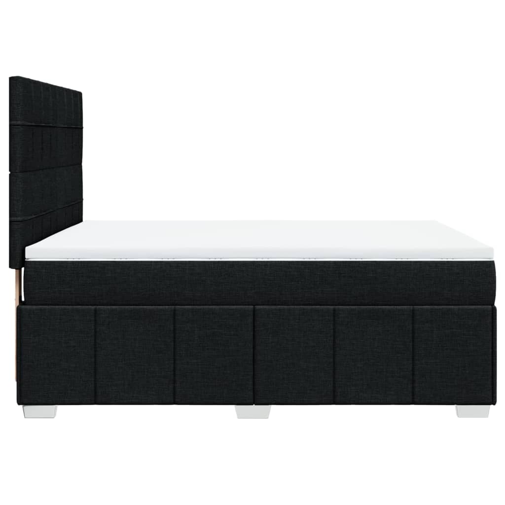 vidaXL Κρεβάτι Boxspring με Στρώμα Μαύρο 140x190 εκ. Υφασμάτινο