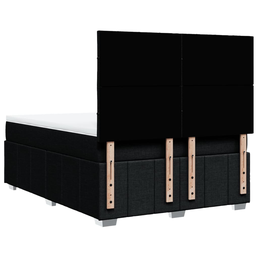 vidaXL Κρεβάτι Boxspring με Στρώμα Μαύρο 140x190 εκ. Υφασμάτινο