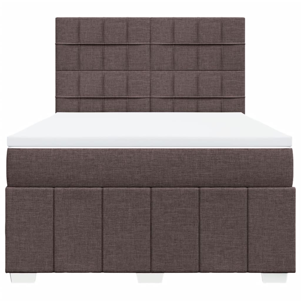 vidaXL Κρεβάτι Boxspring με Στρώμα Σκούρο Καφέ 140x190 εκ. Υφασμάτινο