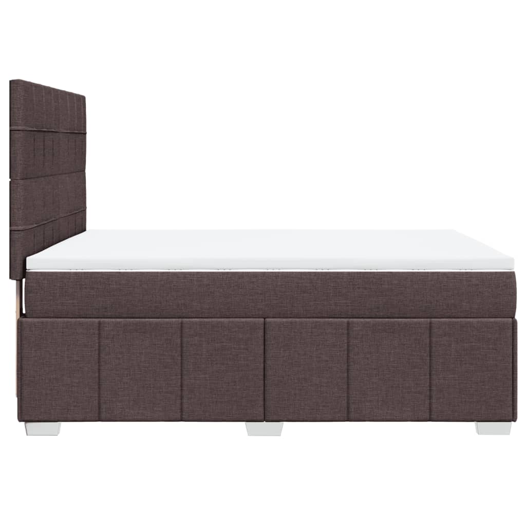 vidaXL Κρεβάτι Boxspring με Στρώμα Σκούρο Καφέ 140x190 εκ. Υφασμάτινο
