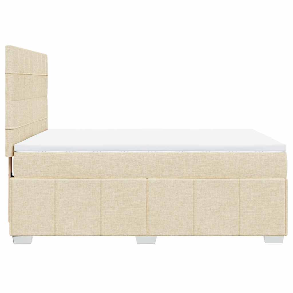 vidaXL Κρεβάτι Boxspring με Στρώμα Κρεμ 140x190 εκ. Υφασμάτινο